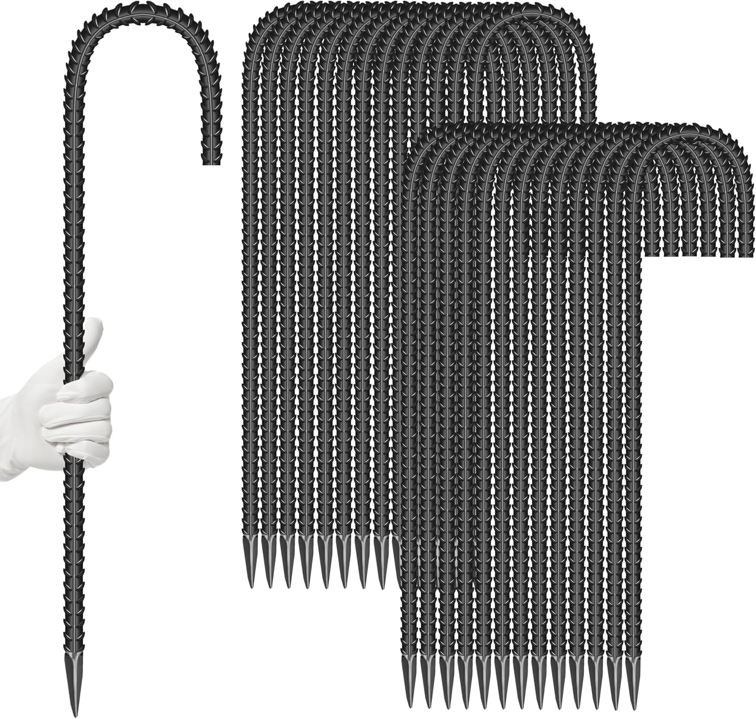 27 Pieces 16-Inch Garden Ground Stakes Galvanized Steel J Shape Hook Rebar Stake - Heavy Duty Anchors for Tents, Position Kits,Fences, and Trampolines-VerdiqueGarden