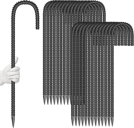 27 Pieces 16-Inch Garden Ground Stakes Galvanized Steel J Shape Hook Rebar Stake - Heavy Duty Anchors for Tents, Position Kits,Fences, and Trampolines-VerdiqueGarden