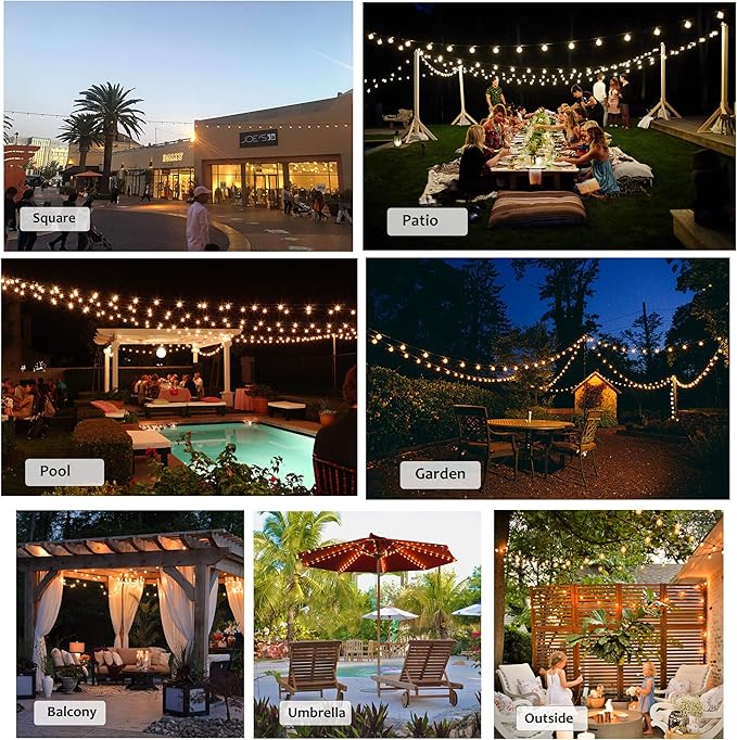 Outdoor String Lights 300FT Waterproof Globe String Lights with 150+4 Shatterproof G40 LED Bulbs,Dimmable Connectable Patio Lights String for Hanging Bistro Backyard Gazebo,2-Pack x 150 FT-VerdiqueGarden