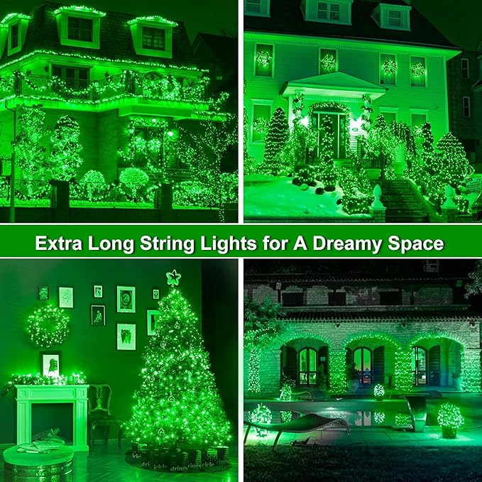 164Ft 500 LED St Patrick's Day Lights, Waterproof 8 Twinkle with Memory Functions Green String Lights for Indoor Outdoor Tree Garden Decoration (Green)-VerdiqueGarden