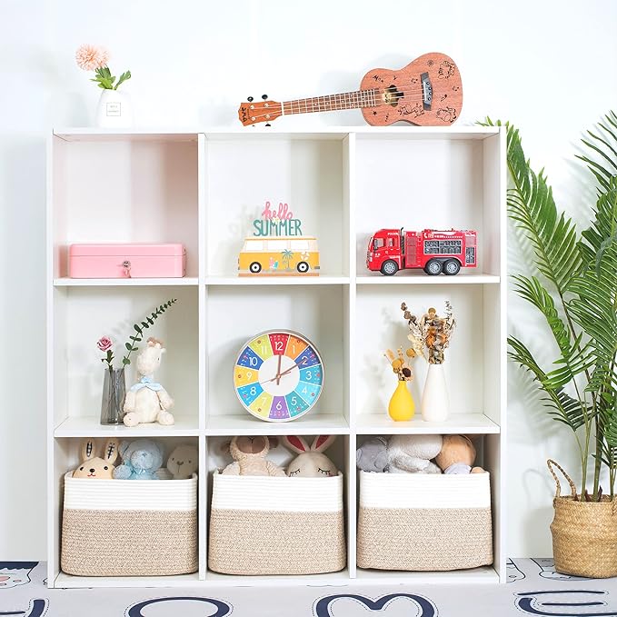 MINTWOOD Design Storage Basket for Shelves, Decorative Baskets for Organizing, Book Basket, Storage Cube Bin Box, Woven Closet Organizer, Pantry Closet and Shoe Basket, Light Brown-VerdiqueGarden