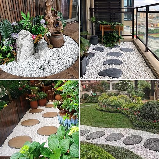 10lbs White Pebbles for Landscaping, 3/8inch Small Rocks for Succulent Cactus Planters, Natural Polished Pebbles, River Rocks for Plants, Vases, Garden-VerdiqueGarden