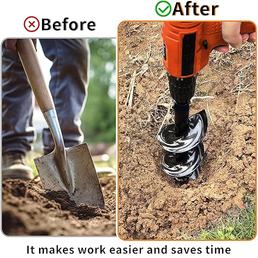 4 x 16 Inch Auger Drill Bit for Planting–Garden Spiral Hole Drill Planter for Bulbs, Bedding Plants & Umbrella Holes|3/8" Hex Drive|The Ultimate Bulb Planter Tool for Cordless Drill-VerdiqueGarden