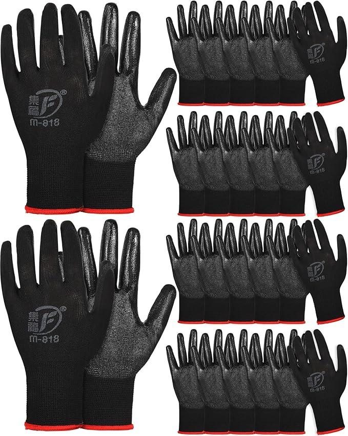 Nuogo 24 Pairs Gardening Gloves for Men Women Rubber Coated Landscaping Work Gloves Safety Work Construction-VerdiqueGarden