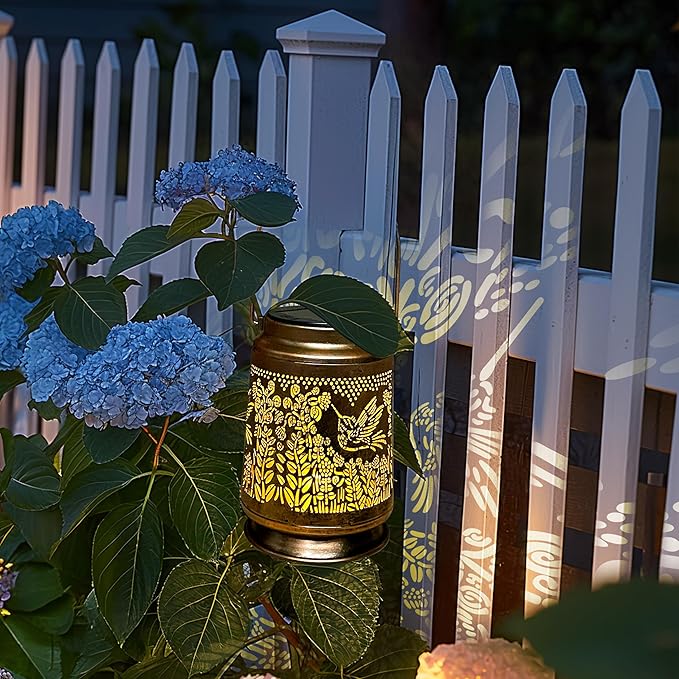 KY&BOSAM Fly Hummingbird Solar Lanterns Outdoor Waterproof Hanging Solar Lights Christmas Gifts for Women Men Metal Bird Decoration LED Solar Lantern Garden Decor for Yard,Tabletop,Pathway,Landscape-VerdiqueGarden