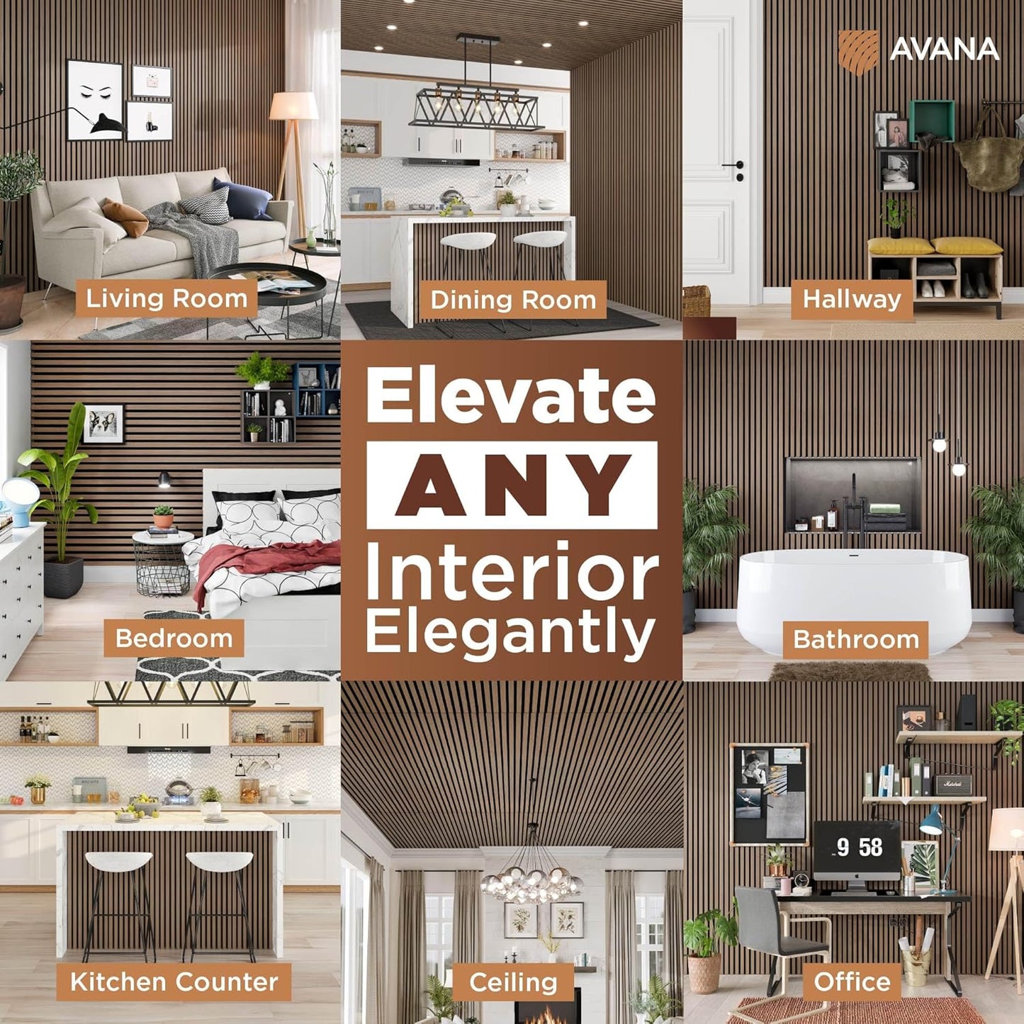 Avana Modern Acoustic Wood Wall Panels – 47.2 X 12.6 Inch Smoke Oak Acoustic Panels 1 PC – Wall Panels For Interior Wall Decor For Homes, Offices, Studios – Sturdy And Durable Wood Panels For Wall-VerdiqueGarden
