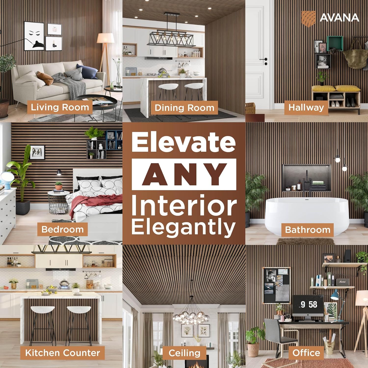 Avana Modern Acoustic Wood Wall Panels – 47.2 X 12.6 Inch Smoke Oak Acoustic Panels 1 PC – Wall Panels For Interior Wall Decor For Homes, Offices, Studios – Sturdy And Durable Wood Panels For Wall-VerdiqueGarden