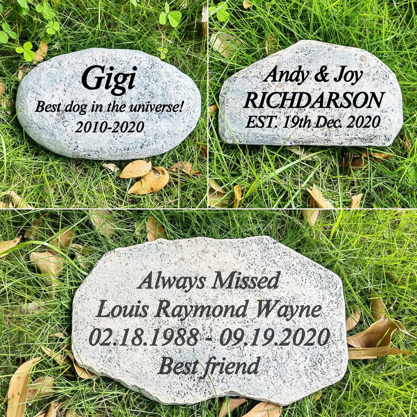 Zatanmulo Personalized Pet Memorial Stone, Garden Memorial Stone Personalized, Dog Headstone, Cat Tombstone, Memorial Plaque Outdoor, Garden Stepping Stone (Any Words)-VerdiqueGarden
