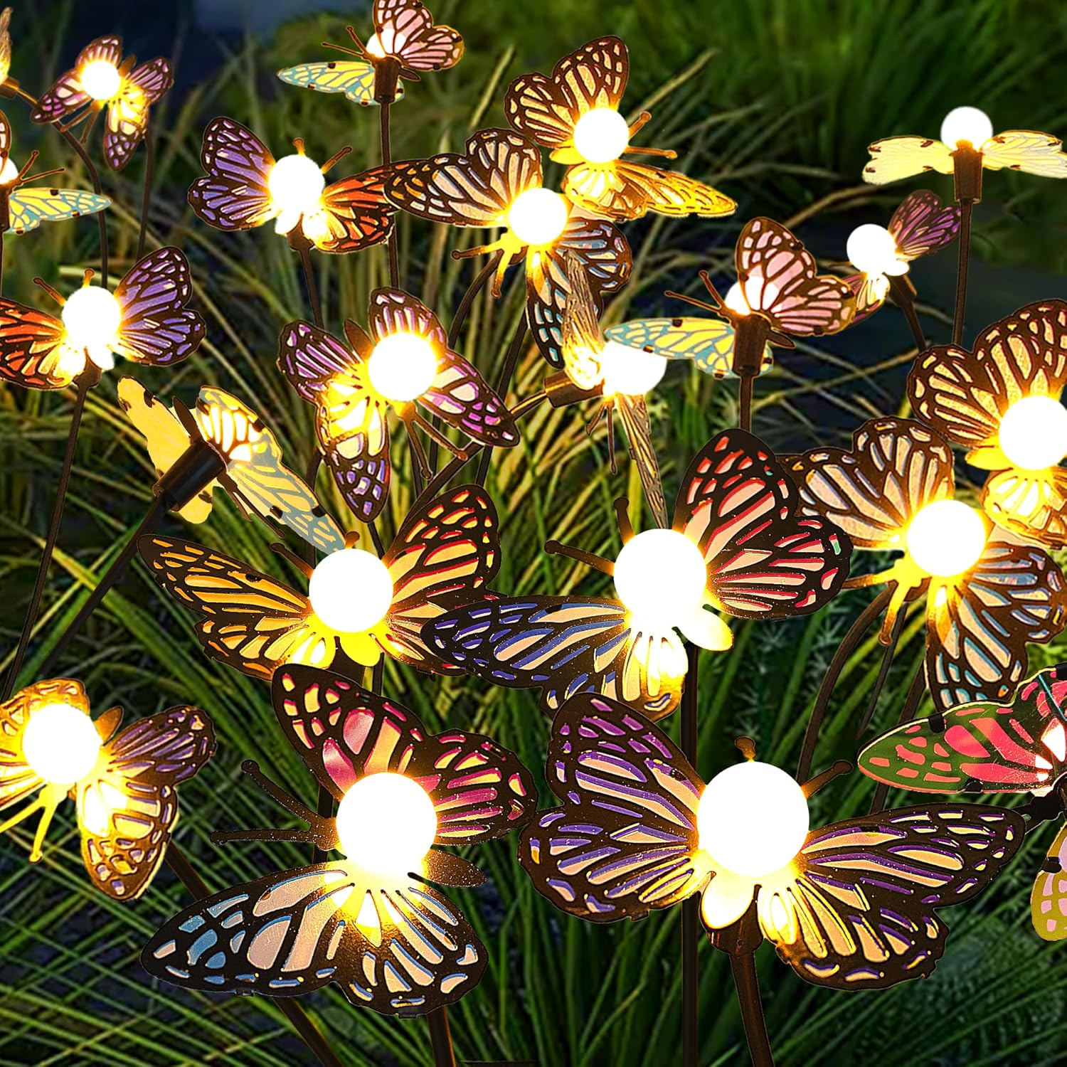 Solar Garden Butterfly Lights, 6 Pack 48 LED Solar Swaying Lights, Swaying in The Wind, Waterproof Firefly Light Outdoor Fairy Light for Garden Patio Yard Pathway Flower Bed Decoration-VerdiqueGarden