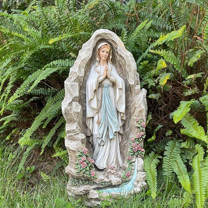 Our Lady of Lourdes Statue - 18 Inches Virgin Mary Statue Catholic Garden Decor, Our Lady of Lourdes Grotto Sculpture for Home Yard Patio Lawn Hallway Decor-VerdiqueGarden