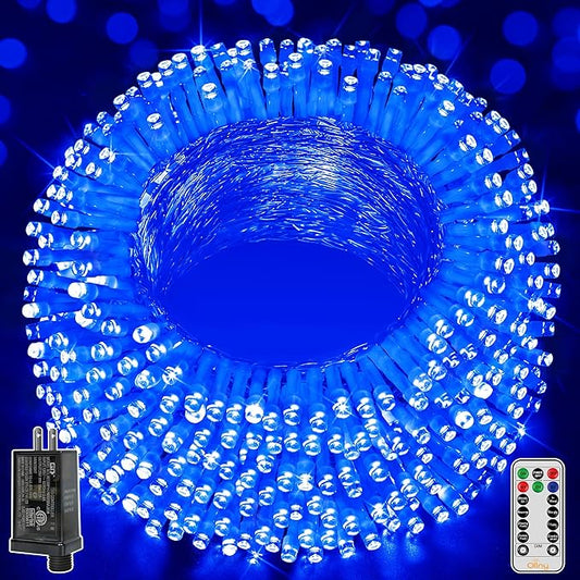 Ollny Christmas Lights Outdoor 800LED 262FT, Blue Plug in Fairy Lights with Remote, 8 Modes Waterproof Timers Dimmable LED String Lights for Indoor House Outside Bedroom Patio Balcony-VerdiqueGarden