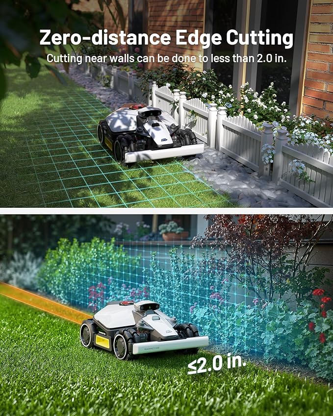 LUBA mini AWD 1500 Robot Lawn Mower with 4G for 0.37 Acre, All-Wheel-Drive for 80% Slope, No Perimeter Wire, UltraSense AI Vision+RTK Auto-Mapping, Cutting Height 0.8"-2.6"-VerdiqueGarden