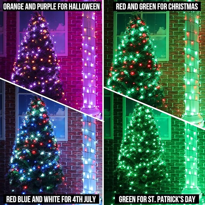 164 FT 500 LED Christmas String Lights, Waterproof RGB String Lights with Remote Control&Timer Function, 24 Colors Changing Fairy Lights for Indoor Outdoor Room Wall Christmas Tree Party Decoration-VerdiqueGarden