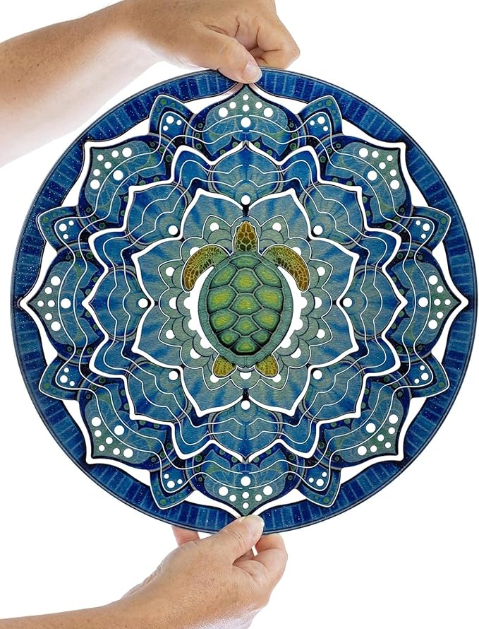 VP Home Kinetic Wind Spinner - Large Mandala Turtle - Colorful Garden Metal Outdoor Spinners - Unique Yard Wind Catchers - 3D Garden Wind Art Sculpture - Lawn and Patio Hanging Windmill Decorations-VerdiqueGarden