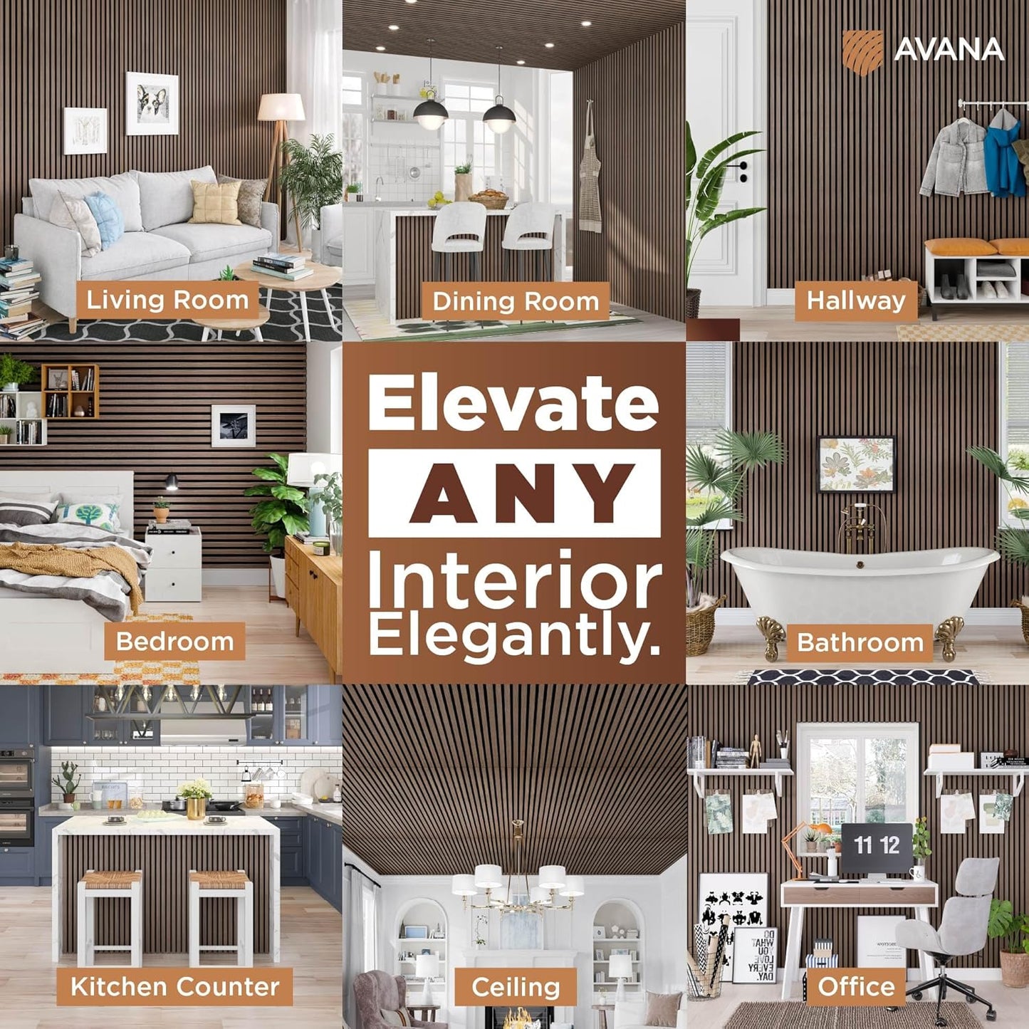 Avana Modern Acoustic Wood Wall Panels – 94.4 x 12.6 Inch Walnut Acoustic Panels 1 PC – Wall Panels For Interior Wall Decor For Homes, Offices, Studios – Sturdy & Durable Wood Panels For Wall-VerdiqueGarden