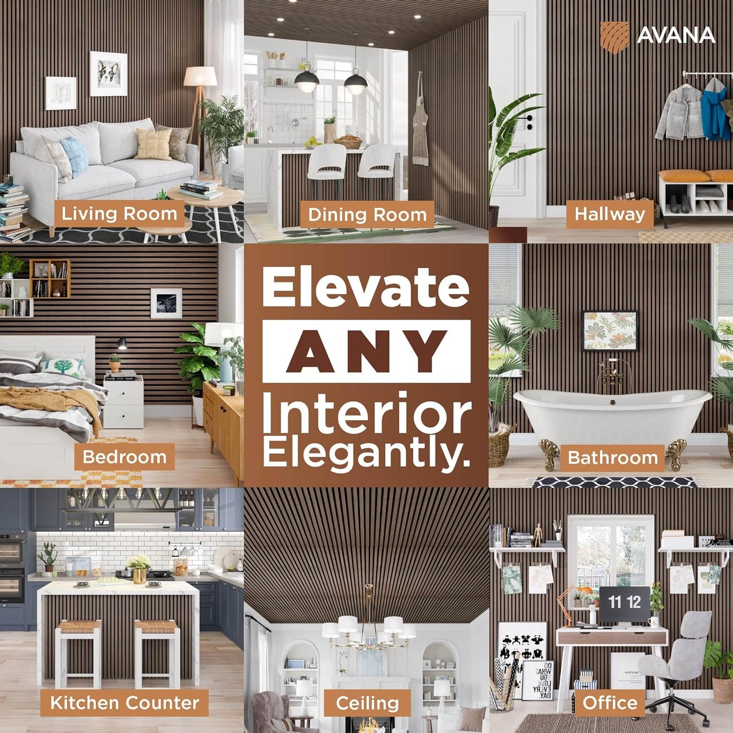 Avana Acoustic Wood Wall Panels – 47.2 X 12.6 Inch Walnut Acoustic Panels 1 PC – Wall Panels For Interior Wall Decor for Homes, Offices, Studios – Modern Sturdy And Durable Wood Panels For Wall-VerdiqueGarden