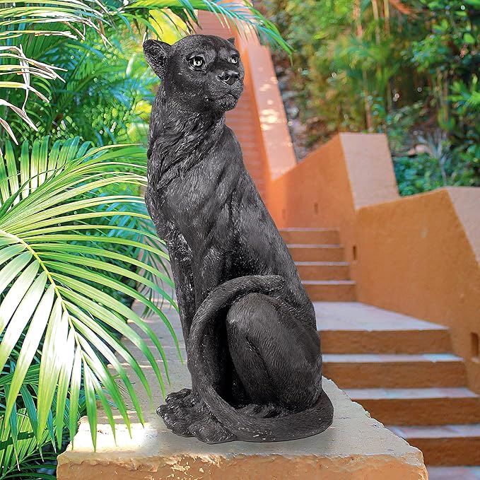 Design Toscano Pensive Panther Black Jaguar Statue-VerdiqueGarden
