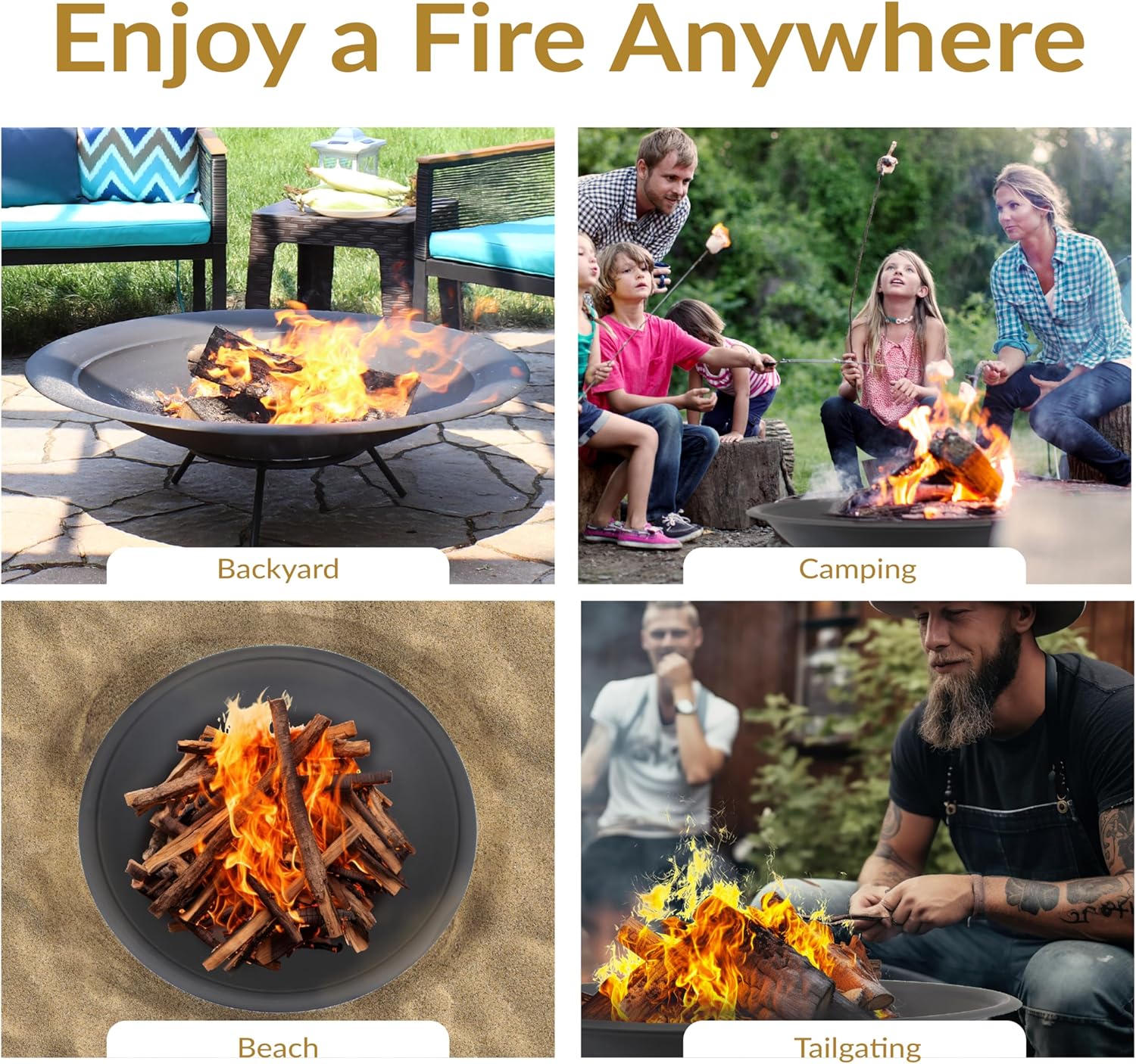 Sunnydaze Outdoor Fire Pit Bowl Replacement Insert for DIY Ring or Existing Stand - Wood-Burning Fire Bowl for Outside - 39-Inch-VerdiqueGarden