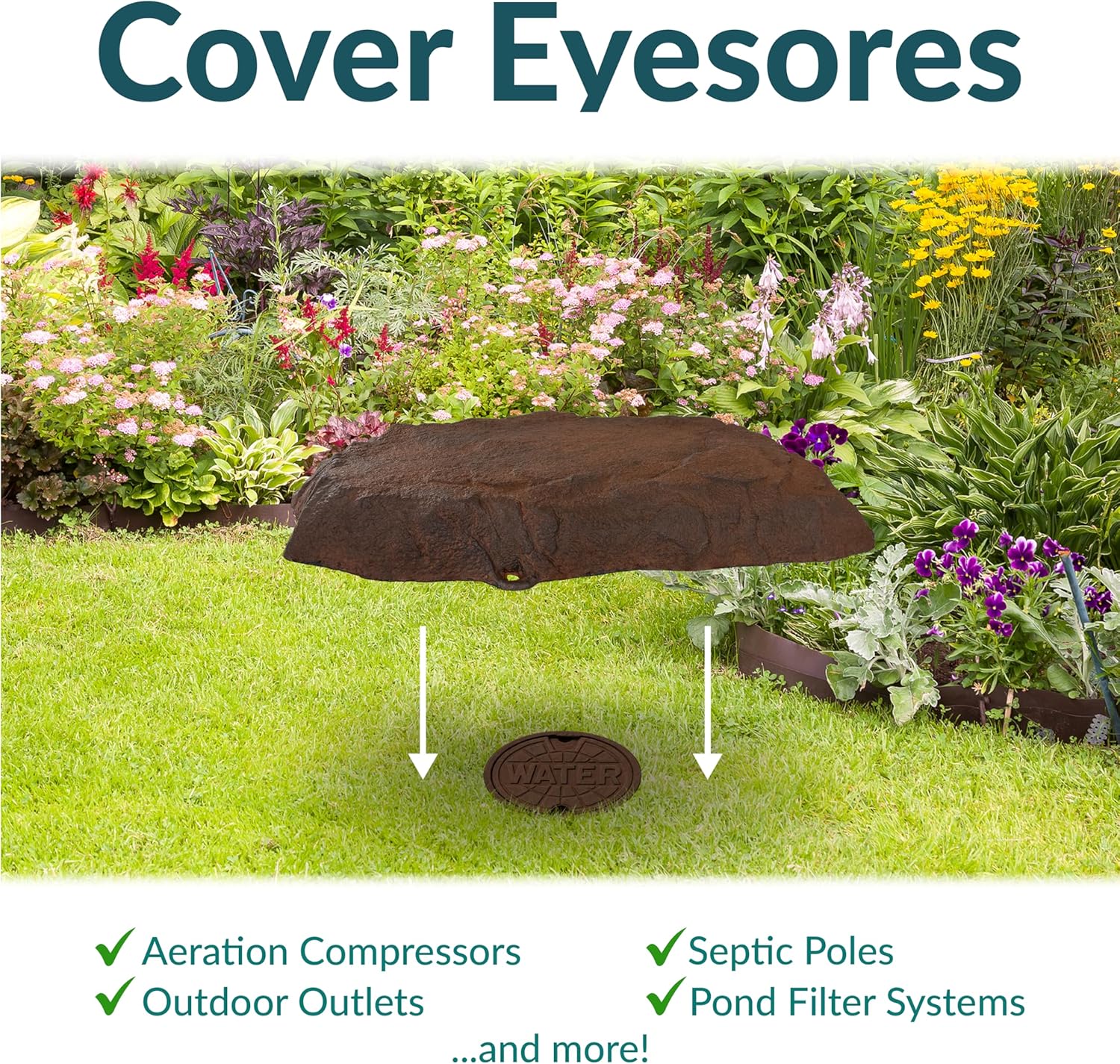 Sunnydaze 3.5” H Polyresin Faux Landscape Rock Cover - Lightweight Fake Rock Well Pump Cover for Outside - Brown-VerdiqueGarden
