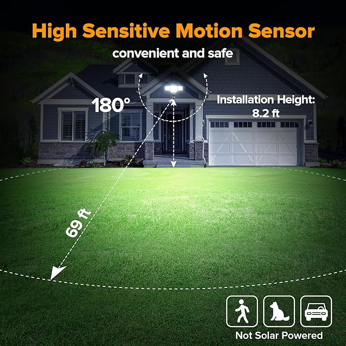 LUTEC 80W 9000LM LED Security Lights Motion Sensor Outdoor Lights, 4 Head LED Flood Light Outdoor 5000K Daylight, IP65 Waterproof, Motion Detected Light for Outside, House, Garage, Yard (Brown)-VerdiqueGarden