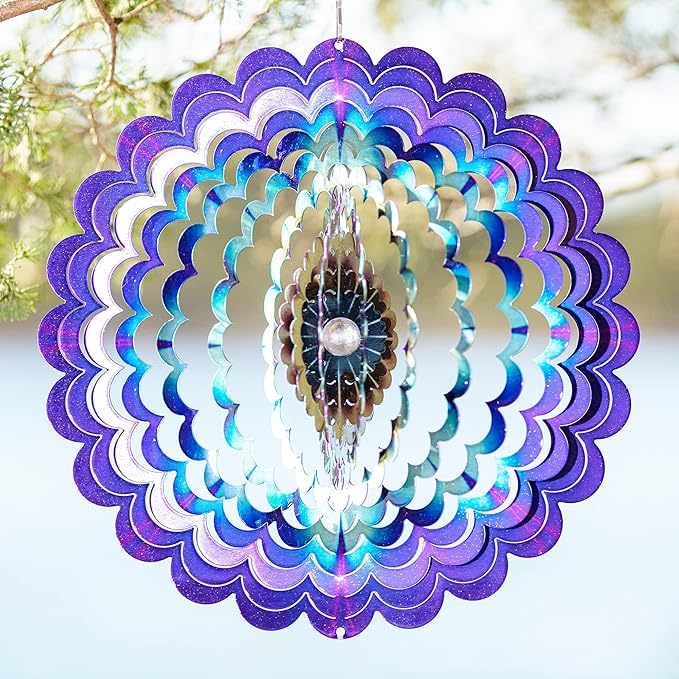 VP Home Floral Burst Mandala Kinetic Wind Spinner for Yard and Garden Wind Spinner Outdoor Metal Large Hanging Mandala Decor 3D Garden Art Wind Sculpture Spinners-VerdiqueGarden