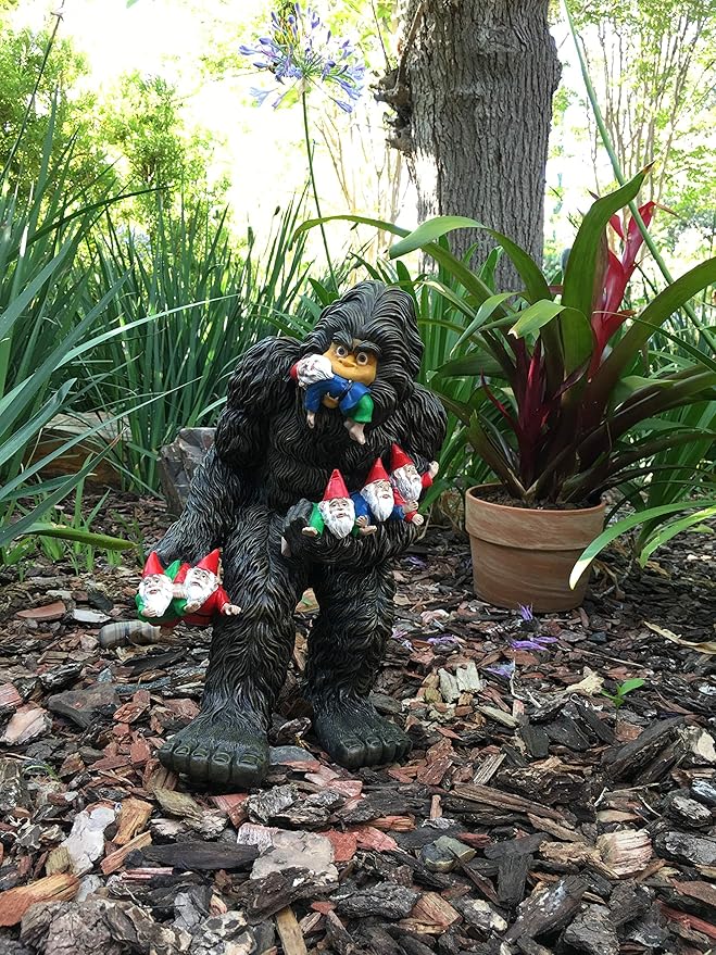 GlitZGlam Large Miniature Bigfoot and Gnomes for Fairy Garden. A Large Gnome Figurine (13 inch High) and Fairy Garden Accessory-VerdiqueGarden