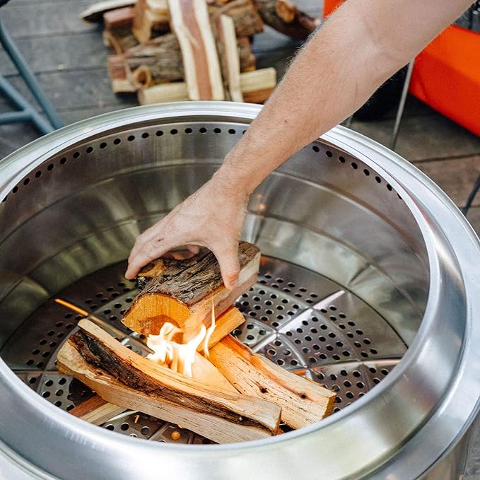 Solo Stove Yukon Essential Bundle | Portable Smokeless Fire Pit Stainless Steel for Wood Burning, Incl. Yukon Fire Pit, Lid and Stand, Diameter: 27in, Height: 19.8in, Weight: 40.35lbs-VerdiqueGarden
