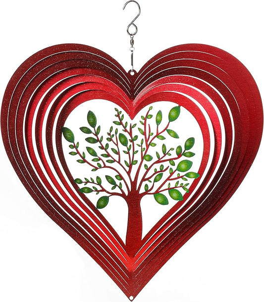 Heart Wind Spinners for Yard and Garden, Metal Ornaments for Garden Décor, Outdoor Wind Spinner, Heart Décor Gifts, Outdoor Garden Decoration, 12 inch Heart Wall Décor by ISEO-VerdiqueGarden