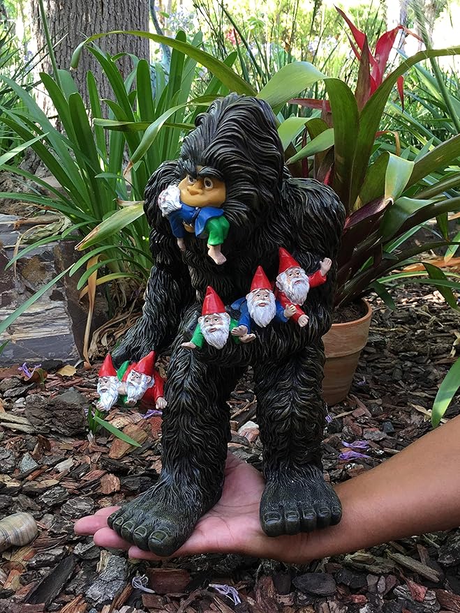 GlitZGlam Large Miniature Bigfoot and Gnomes for Fairy Garden. A Large Gnome Figurine (13 inch High) and Fairy Garden Accessory-VerdiqueGarden