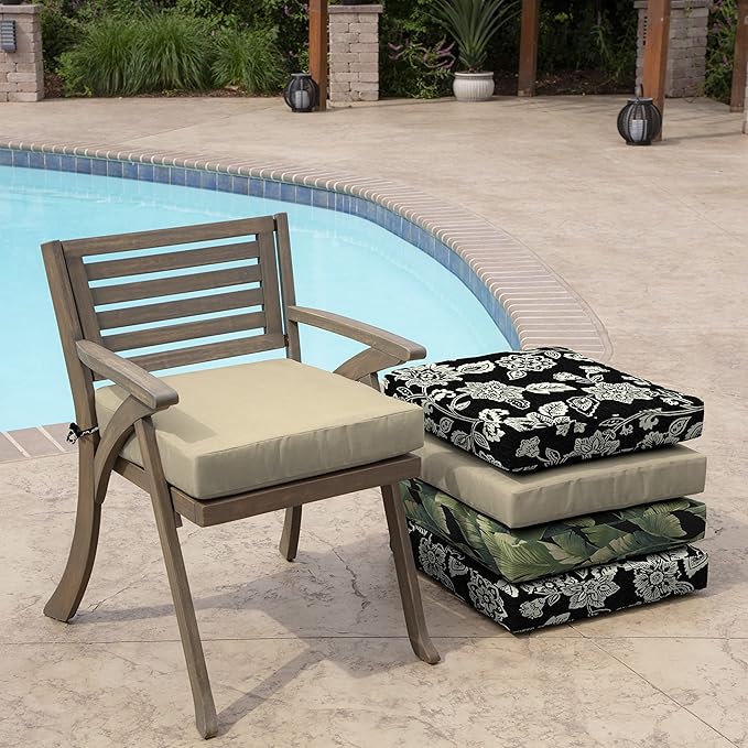 Arden Outdoor Seat Cushion, 19 x 19, Rain-Proof, Fade Resistant Tan Leala-VerdiqueGarden