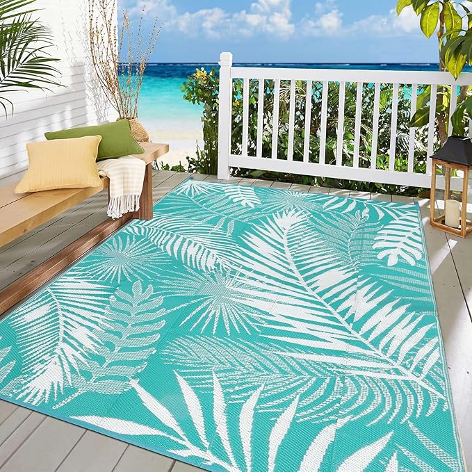 HiiARug Outdoor Rug 5x7 Reversible Plastic Straw Rug Waterproof Patio Rugs for Patios Clearance RV Mat for Outside Outdoor Carpet for RV Porch Deck Beach Camper Backyard-VerdiqueGarden