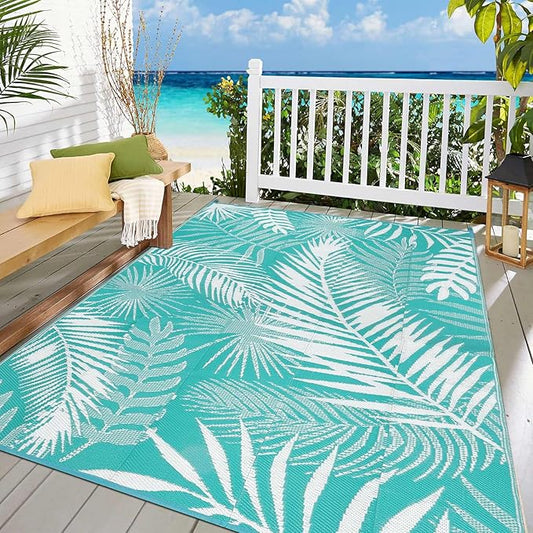 HiiARug Outdoor Rug 5x7 Reversible Plastic Straw Rug Waterproof Patio Rugs for Patios Clearance RV Mat for Outside Outdoor Carpet for RV Porch Deck Beach Camper Backyard-VerdiqueGarden