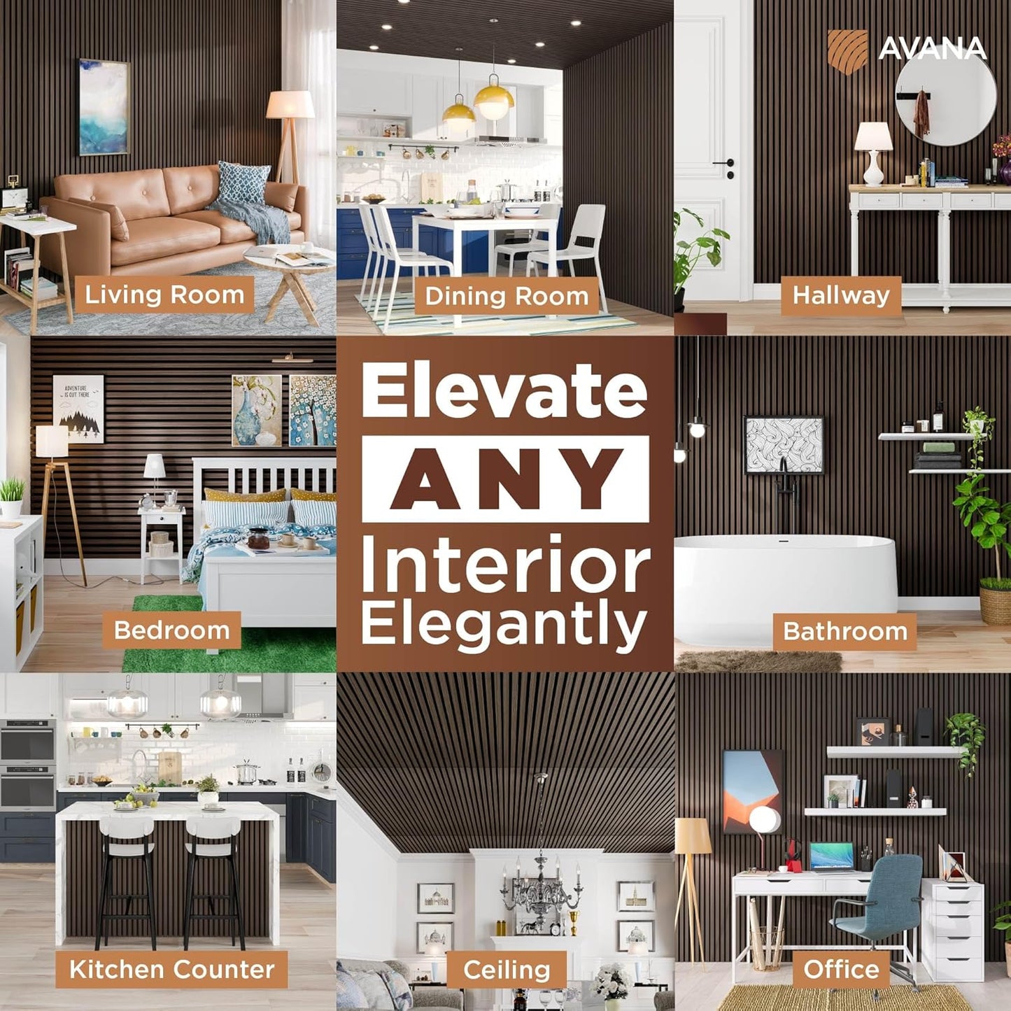 Avana Modern Acoustic Wood Wall Panels – 47.2X12.6 Inch Dark Walnut Acoustic Panels 1 PC – Wall Panels For Interior Wall Decor For Homes, Offices, Studios – Sturdy And Durable Wood Panels For Wall-VerdiqueGarden