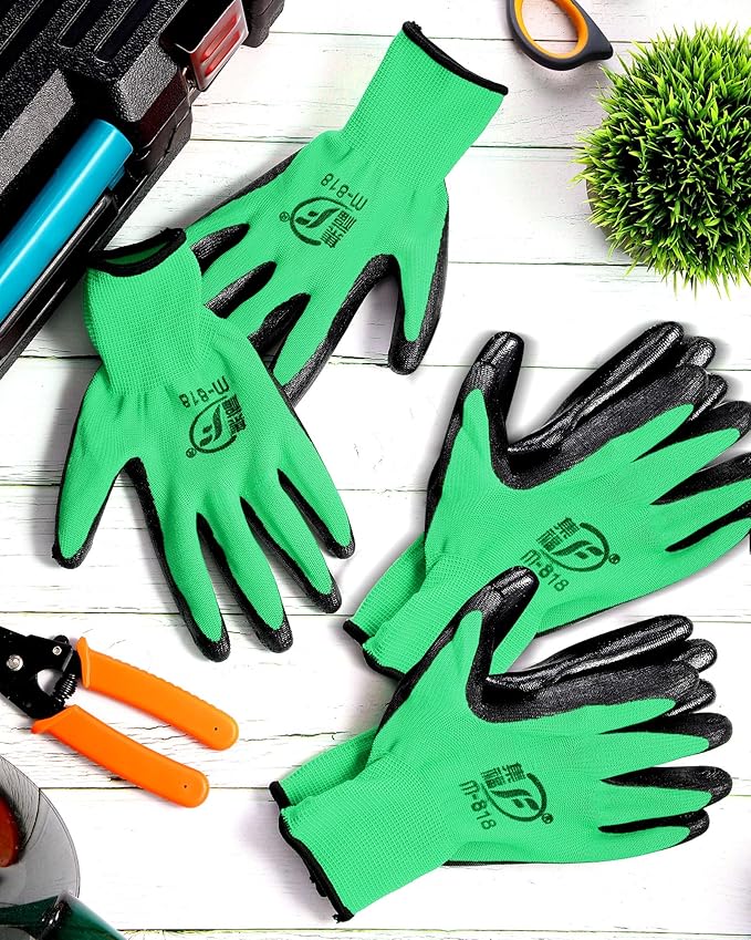 Nuogo 24 Pairs Gardening Gloves for Men Women Rubber Coated Landscaping Work Gloves Safety Work Construction-VerdiqueGarden