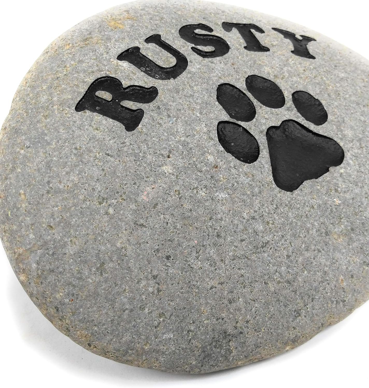 Personalized River Stone Pet Memorial Stones Headstone Grave Marker for Dog or Cat 8 inches to 10 inches Natural Rock Customized with Name and Paw Print-VerdiqueGarden