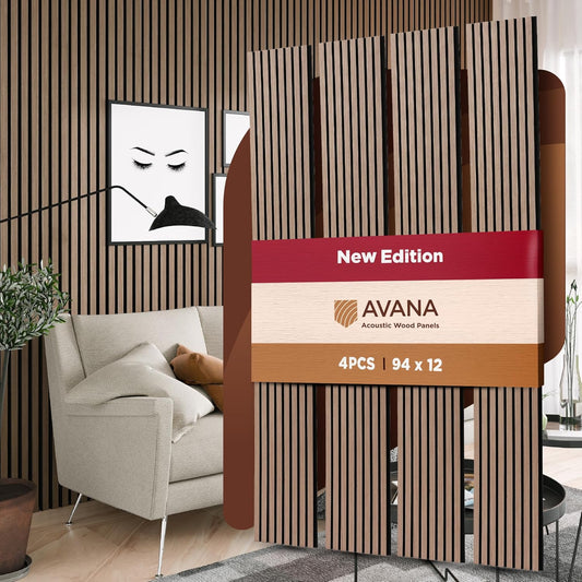 Avana Acoustic Wood Wall Panels – 94.4 x 12.6 Inch Smoke Walnut Acoustic Panels 4 PCs – Wall Panels For Interior Wall Decor For Homes, Offices, Studios – Pleasing Wood Panels For Wall-VerdiqueGarden