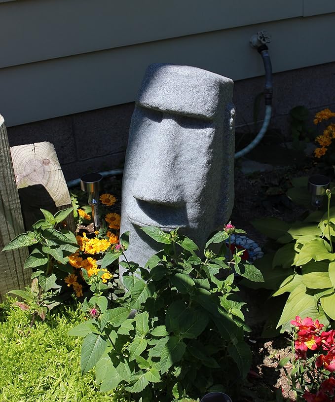 EMSCO Group Easter Island Head Statue – Natural Granite Appearance – Made of Resin – Lightweight – 28” Height-VerdiqueGarden