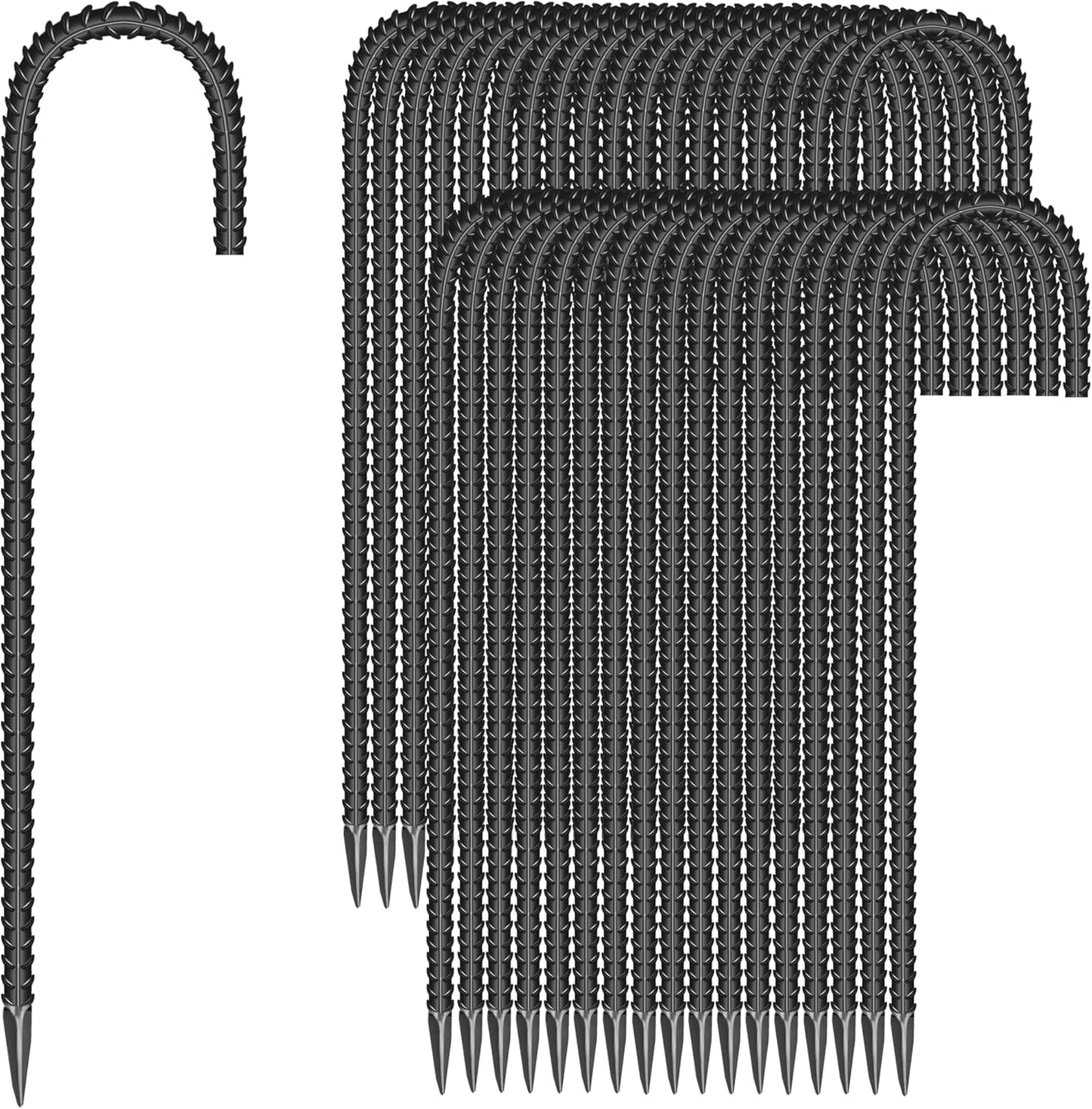 36 Pieces 12-Inch Garden Ground Stakes Galvanized Steel J Shape Hook Rebar Stake - Heavy Duty Anchors for Tents, Position Kits,Fences, and Trampolines-VerdiqueGarden