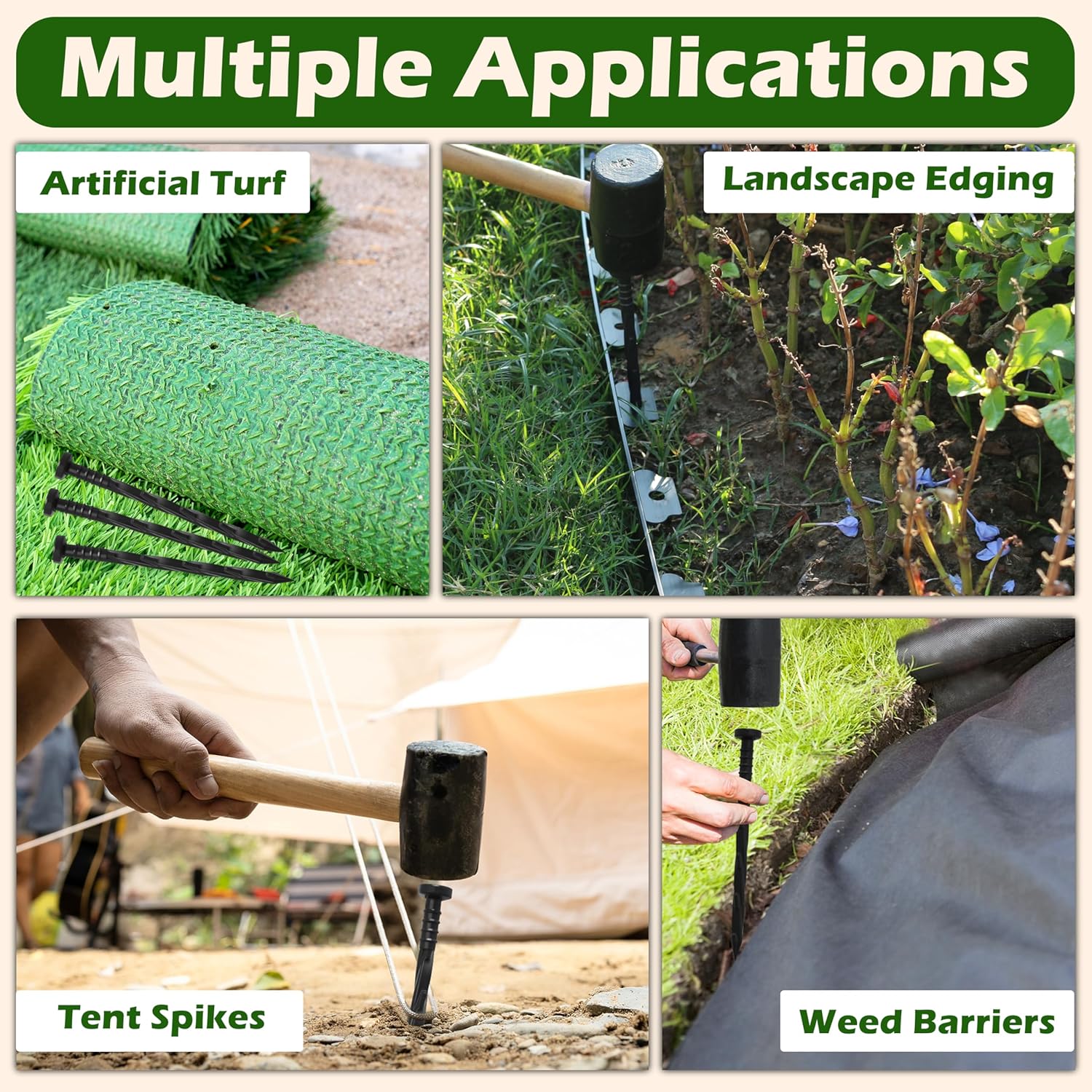 Gardzen 30 pcs Landscape Edging Anchoring Spikes, 6 inches Yard Lawn Paver Edging Stakes for Weed Barrier, Garden Fence, Artificial Turf-VerdiqueGarden