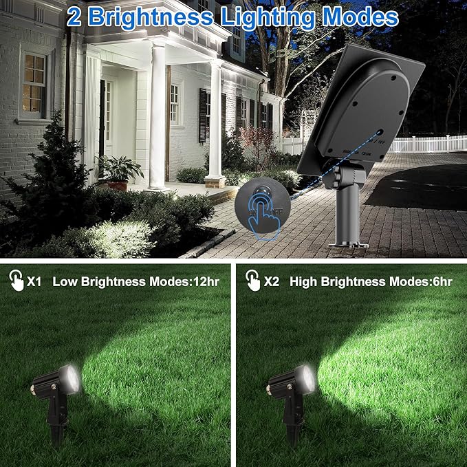 Solar Spot Lights Outdoor, Solar Landscape Spotlights IP65 Waterproof 9.8ft Cable, Auto On/Off Outdoor Wall Lights for Garden Yard Driveway Porch Walkway Pool (1-in-1 6000K Cold White 4 Pack)-VerdiqueGarden