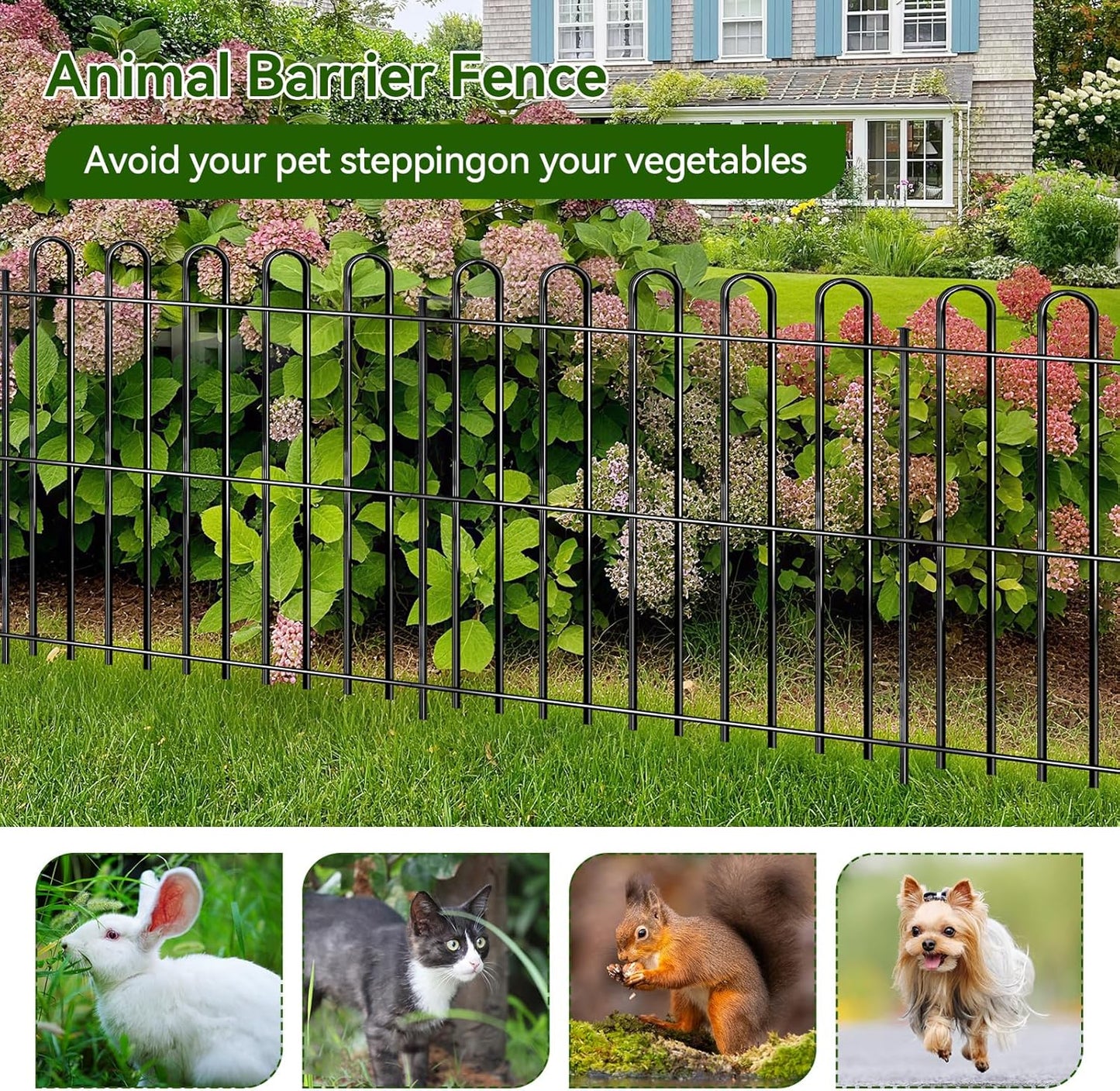 15 Panels Decorative Garden Fence, 32ft X 32in Rustproof Metal Animal Barrier Fence, No Dig Fence Garden Fence, Arched Flower Bed Edging Ornamental Wire Border Fencing for Outdoor Yard, Patio Decor-VerdiqueGarden