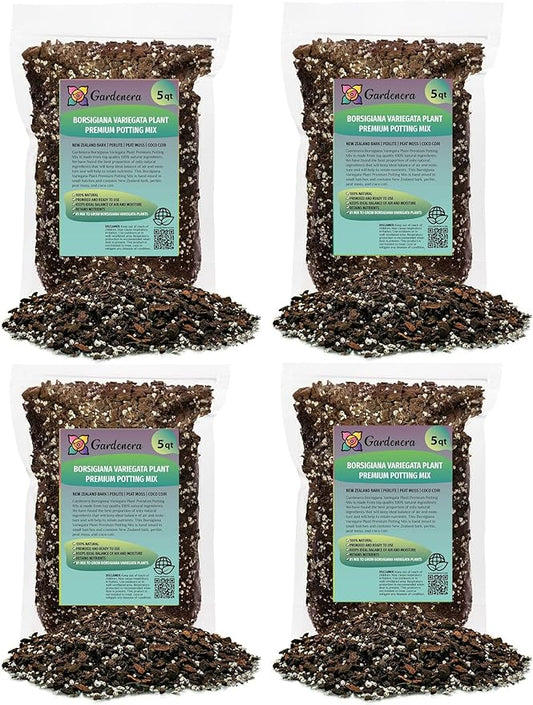 Premium Monstera Borsigiana Soil Mix - Trusted by Horticulture Experts for Strong and Healthy Plants by Gardenera - 20 Quart (4 Bags of 5 Quart)-VerdiqueGarden