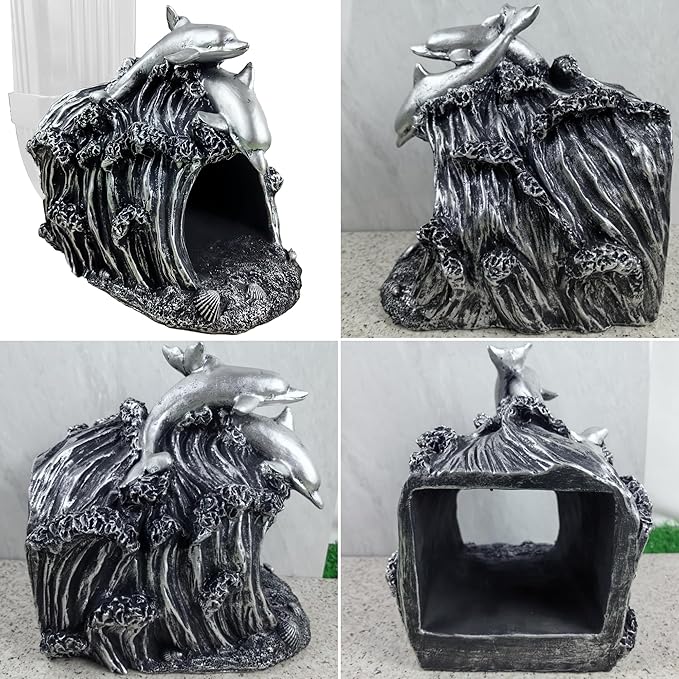 Dolphin Statue 3" x 4" Gutter Downspout Extension,Garden Outdoor Animal Decor Sculpture, Gutter Diverter Rain, Splash Block, Decorative Gutter Extender Diverter Ornament-VerdiqueGarden