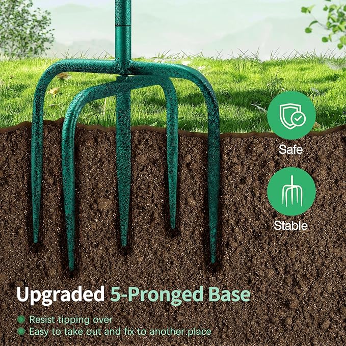 Daoeny 35In Metal Bird Bath for Outside, Vintage Freestanding Birdbaths & Birdfeeder, Bird Baths Feeder Bowl for Outdoors Garden Patio Yard Lawn Decor, Upgraded 5-Pronged Base (Green)-VerdiqueGarden