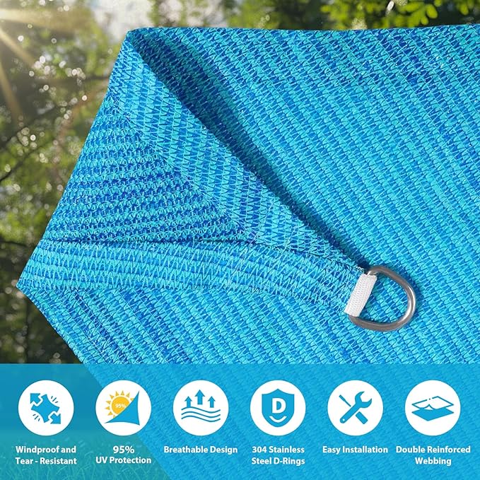 Amagenix Sun Shade Sail 8'X8'X8'Curved Edge Outdoor Shade Canopy Mixed Turquoise Breathable 95% UV Block Shade Cloth for Patio Garden Backyard (We Make Custom Size)-VerdiqueGarden