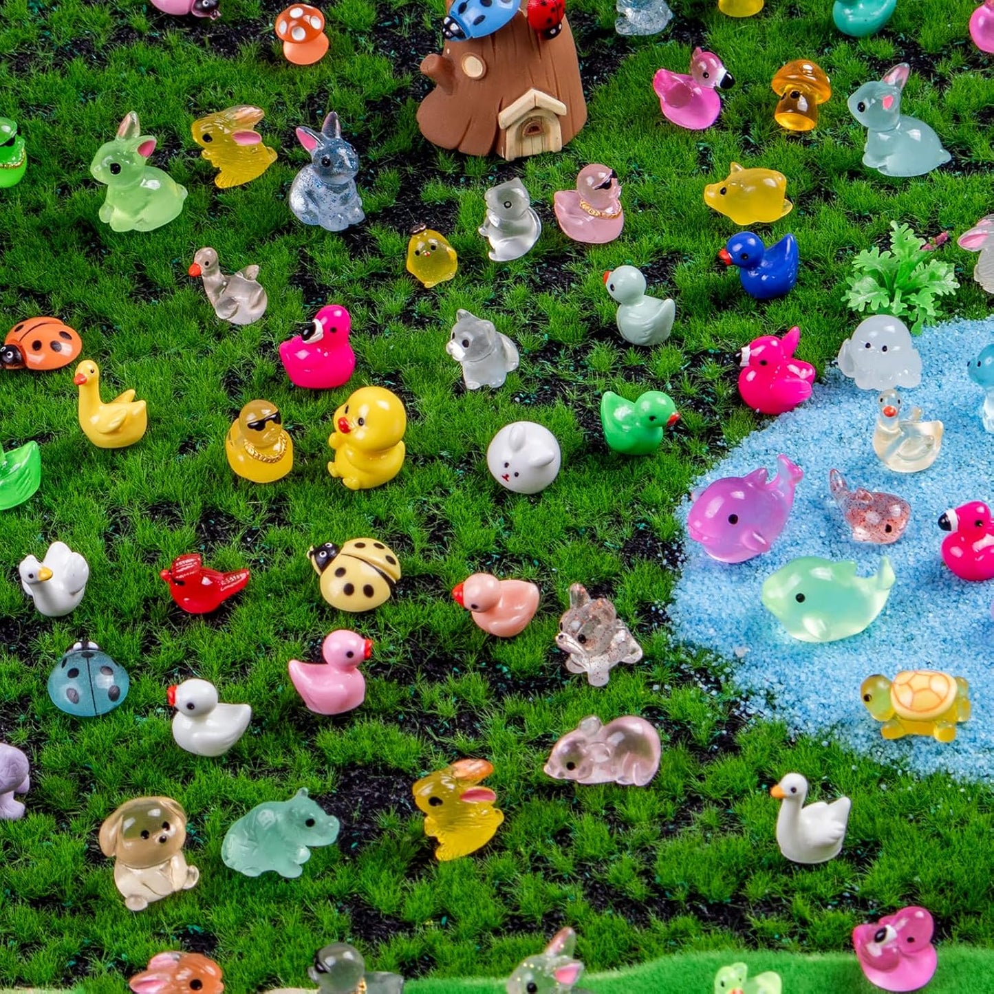 240 Pcs Mini Resin Animals Variety Tiny Animals Figures Miniature Little Small Animal Figurines Bulk for Micro Fairy Garden Landscape Accessories Hide Crafts Decor Aquarium-VerdiqueGarden