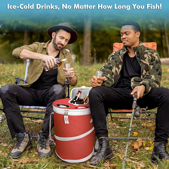 Tirrinia Large Pop-Up Golf Cooler Bag- Insulated Collapsible Cooler with Flat Drink Table for Golf Cart, Lightweight and Portable Ice Beach Cooler for Travel, Fishing, Picnics, Hiking, Camping-VerdiqueGarden