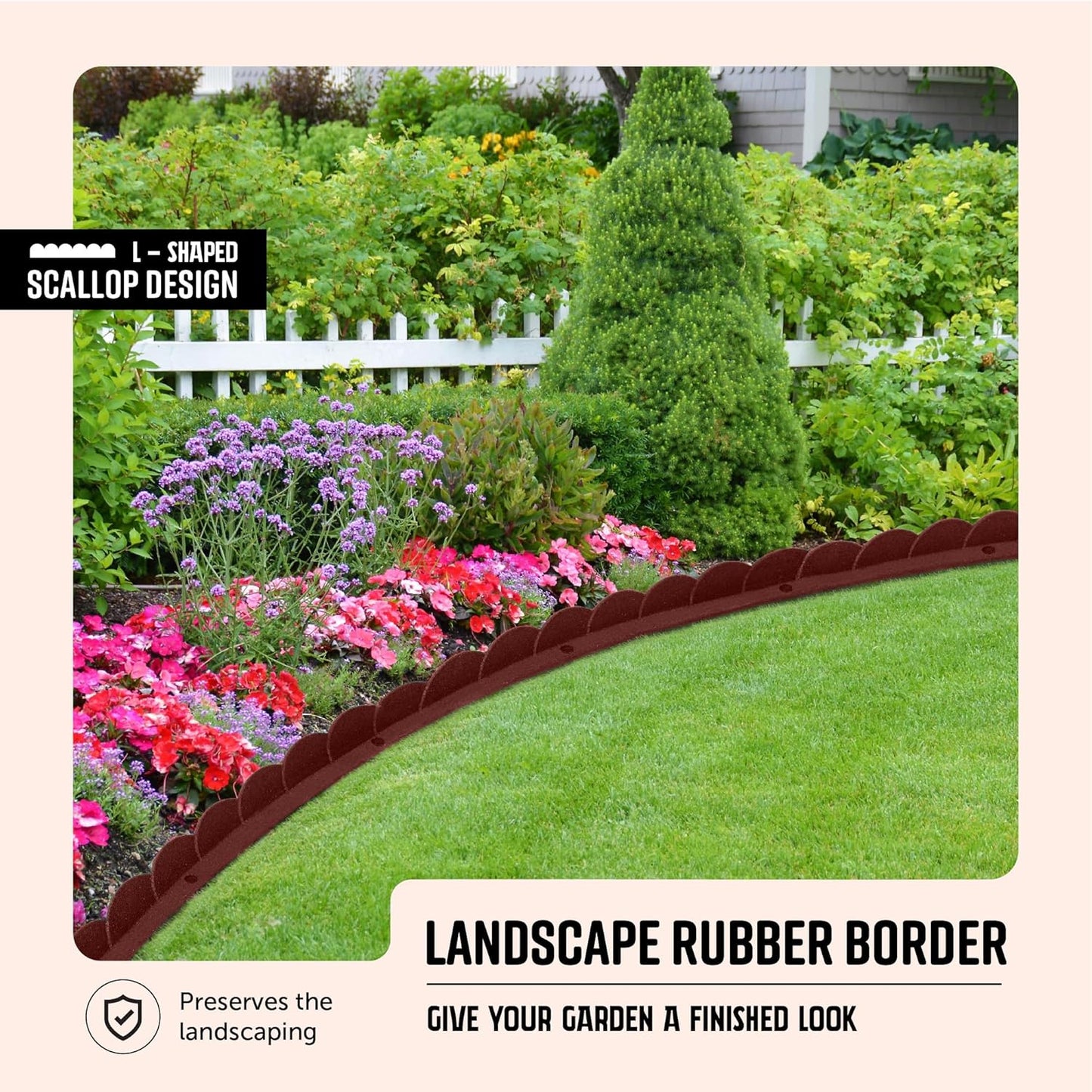 Playsafer L Shaped Flexible Rubber Scalloped Edger for Lawns Landscaping and Playground | Easy No Dig Installation| 4' Long (2, Red)-VerdiqueGarden