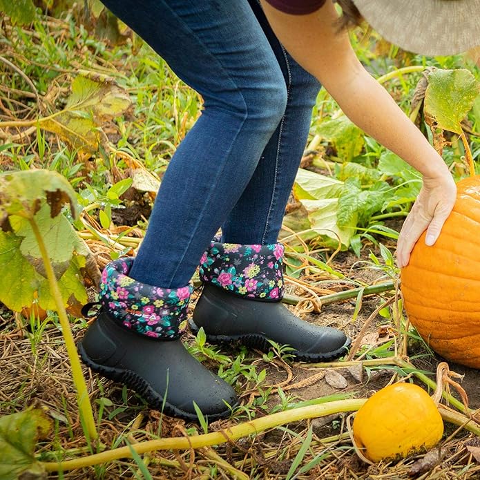 HISEA Women's Rubber Garden Boots Waterproof Insulated Yard Gardening Shoes Mid Height for Mud Working Outdoor-VerdiqueGarden