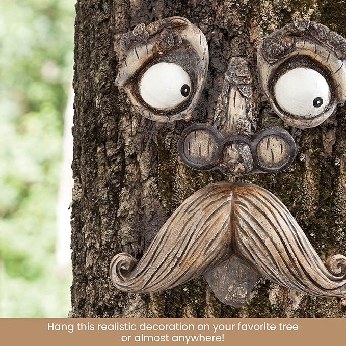Bits and Pieces - 'Old Man' Tree Hugger - Yard Decorations - Whimsical Tree Sculpture - Garden Decoration - Garden Peeker Yard Art-VerdiqueGarden